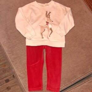 Reindeer Sweatshirt and Red Pants Set